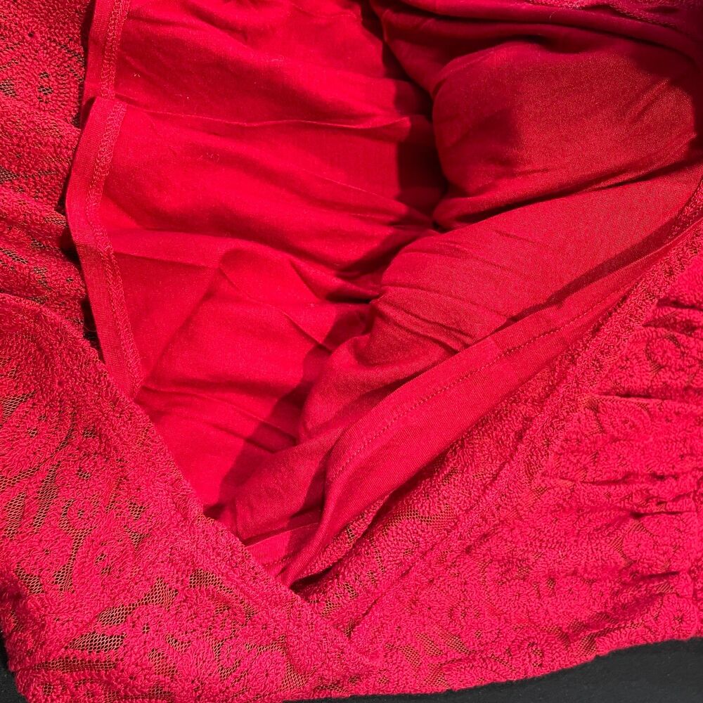 ~ Anthropologie Sm Leifnotes Field Day Dress Red Lace Stretch Mini Small Ruby ~ - Picture 10 of 12
